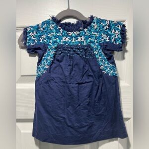Peek, Blue Embroidered Kids Dress, 6-12M